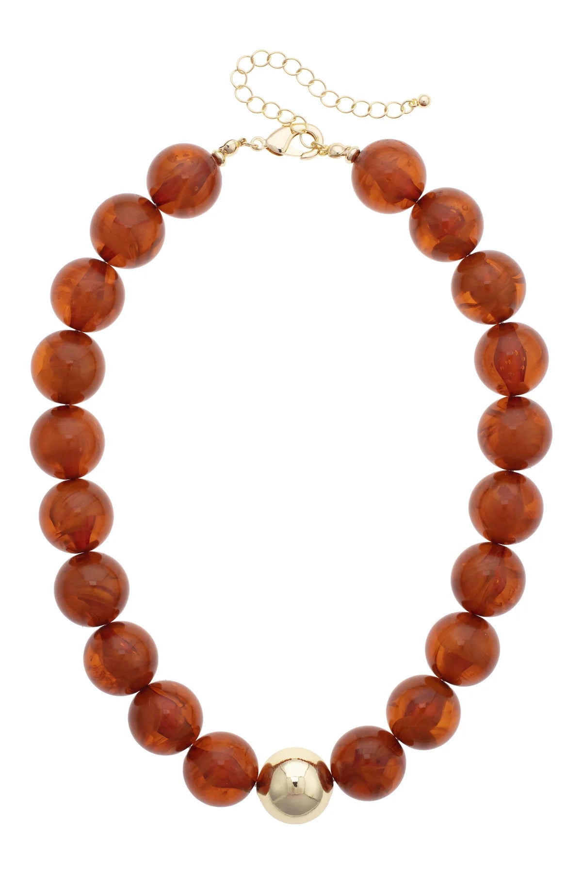Marjorie Beaded Gumball Necklace in Amber