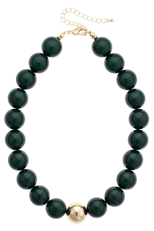 Marjorie Beaded Gumball Necklace in Green