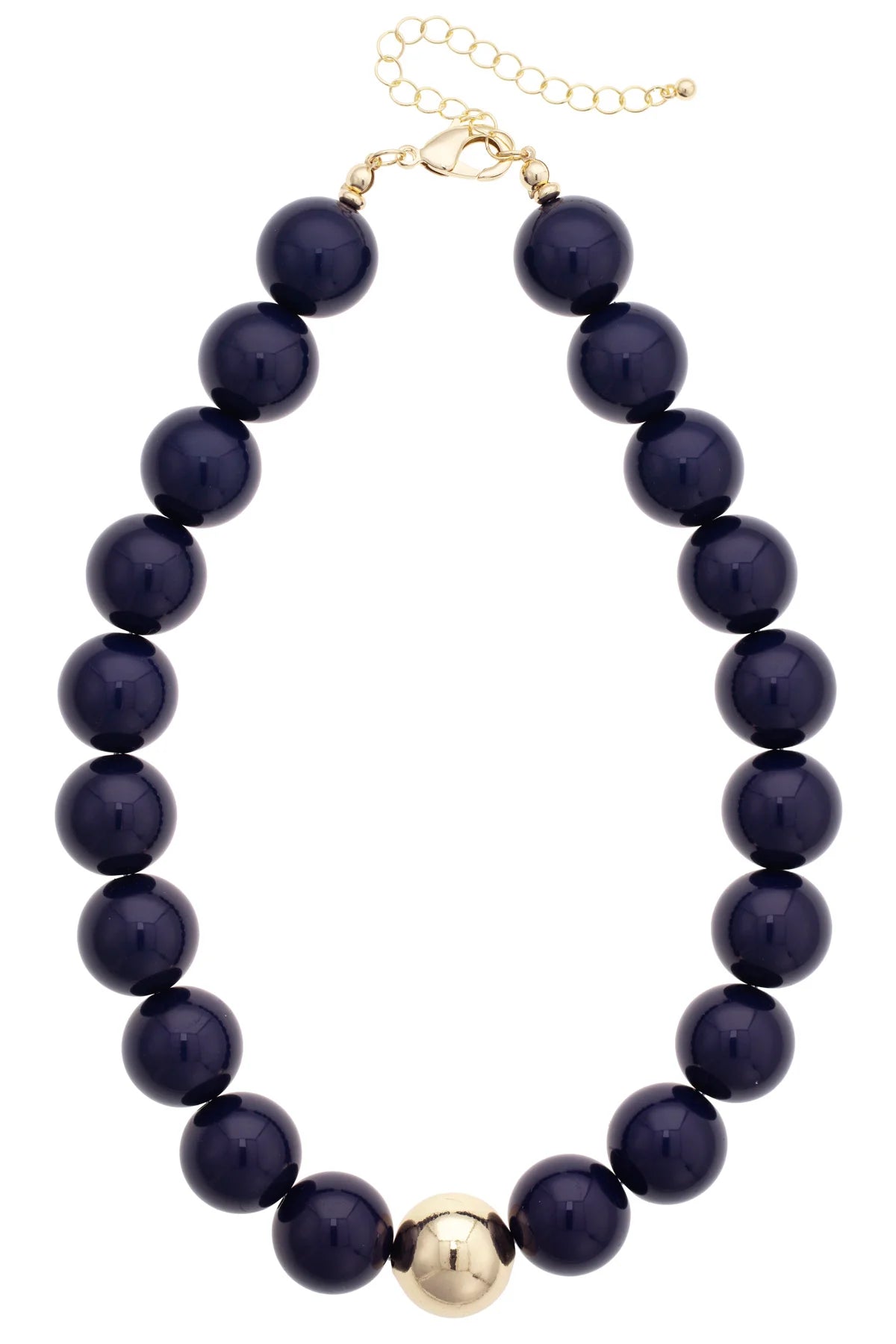 Marjorie Beaded Gumball Necklace in Navy