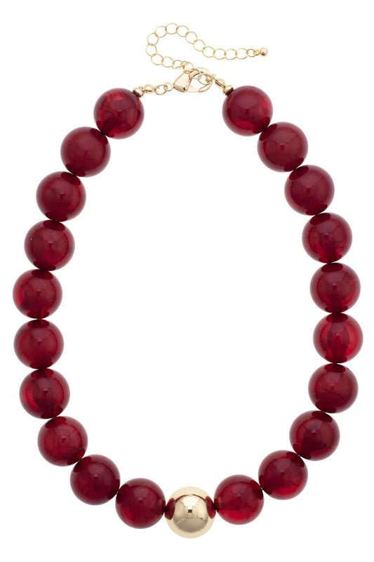 Marjorie Beaded Gumball Necklace in Plum