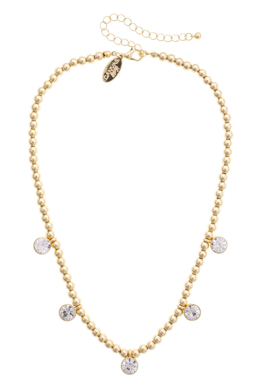 Daytona Ball Bead Bezel Necklace in Shiny Gold