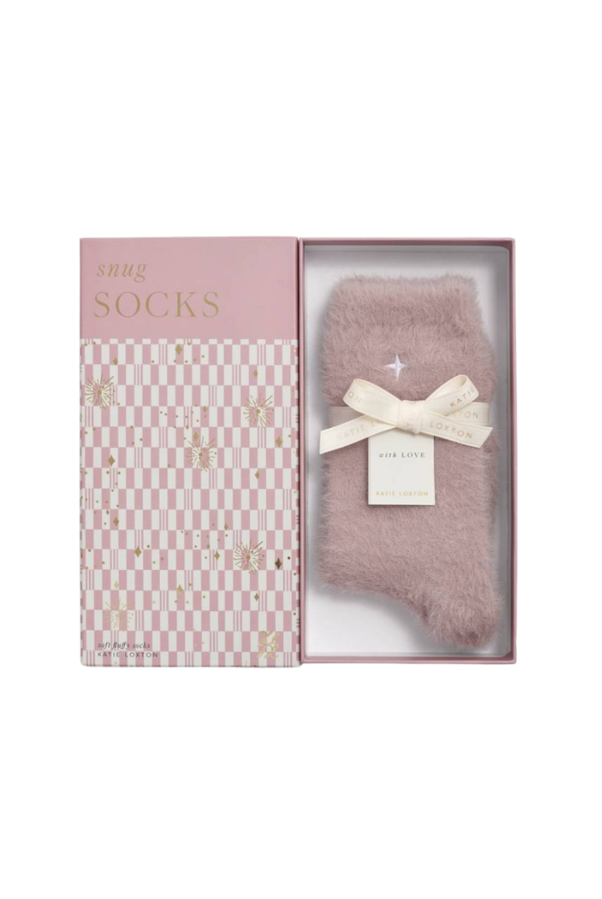 Katie Loxton | Gift Boxed Fluffy Star Socks in Pink