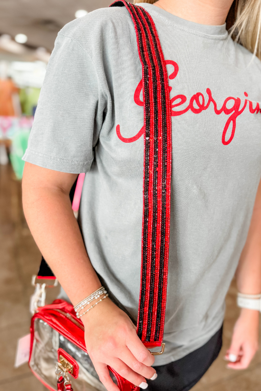 Red & Black Sequin Bag Strap