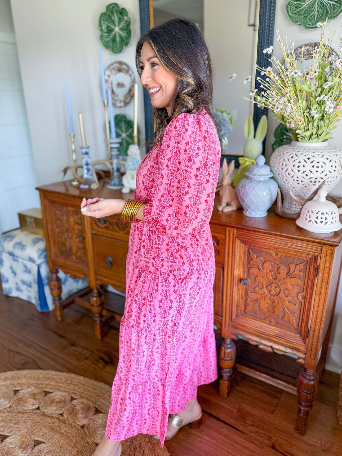 Mary Square | Cameron Dress in Heirloom Vine Pink