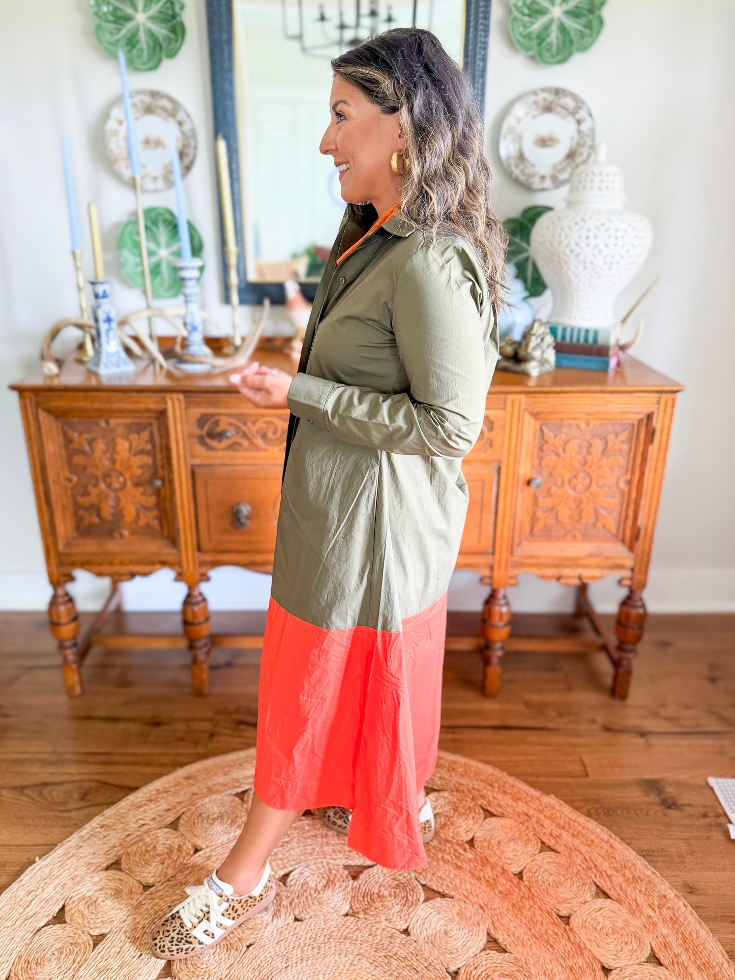 Caryn Lawn | Mimi Dress in Olive/Orange
