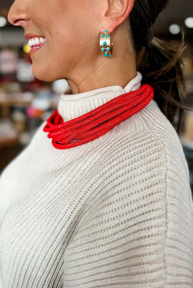 Lilly Slub Rope Necklace in Red