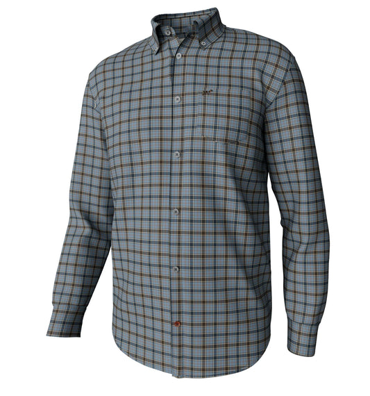 Southern Point Hadley Vintage Long Sleeve Button Down in Wright Plaid Mountain Spring