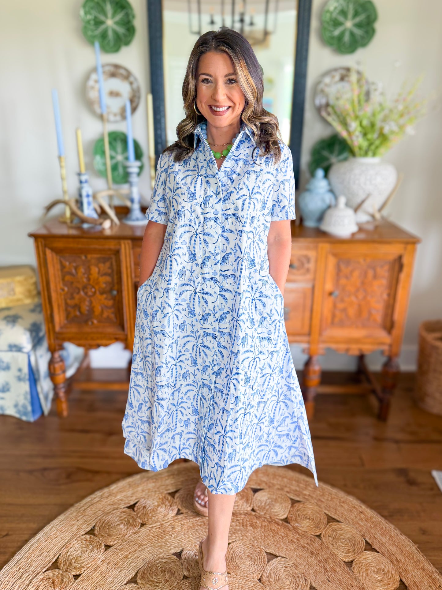 Caryn Lawn | The Millie Jungle Dress in Blue