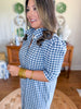 Adrienne | Nina Midi Dress in Navy Seersucker