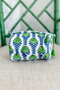 Small Green Blooms Quilted Cosmetic Bag