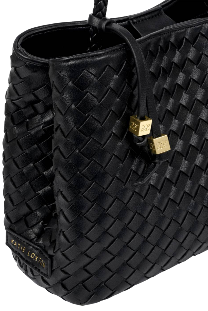 Katie Loxton | Nova Hand Woven Top Handle Bag in Black
