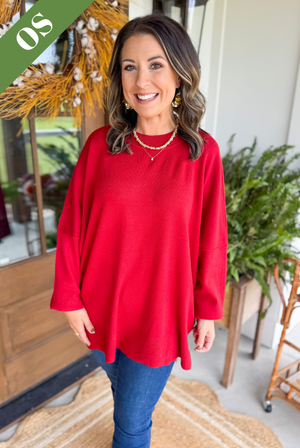 Mud Pie Astrid Ribbed Sweater in Red