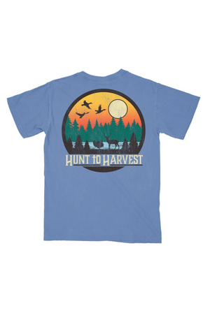 Hunt To Harvest Sunset View T-Shirt in Regatta Blue