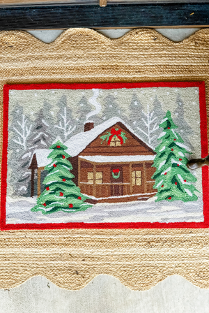 Holiday Cabin in the Woods Hook Rug