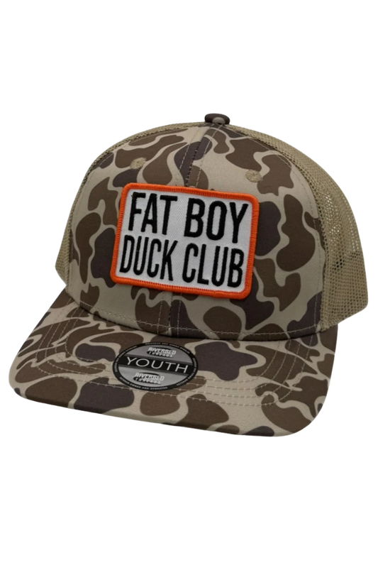 Riverbed Threads | Youth Fat Boy Duck Club Patch Hat in Brown Camo