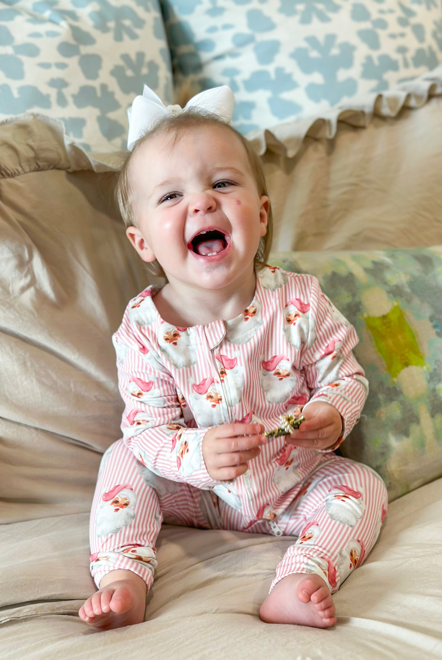 Baby Pink Santa Baby Pajama Onesie