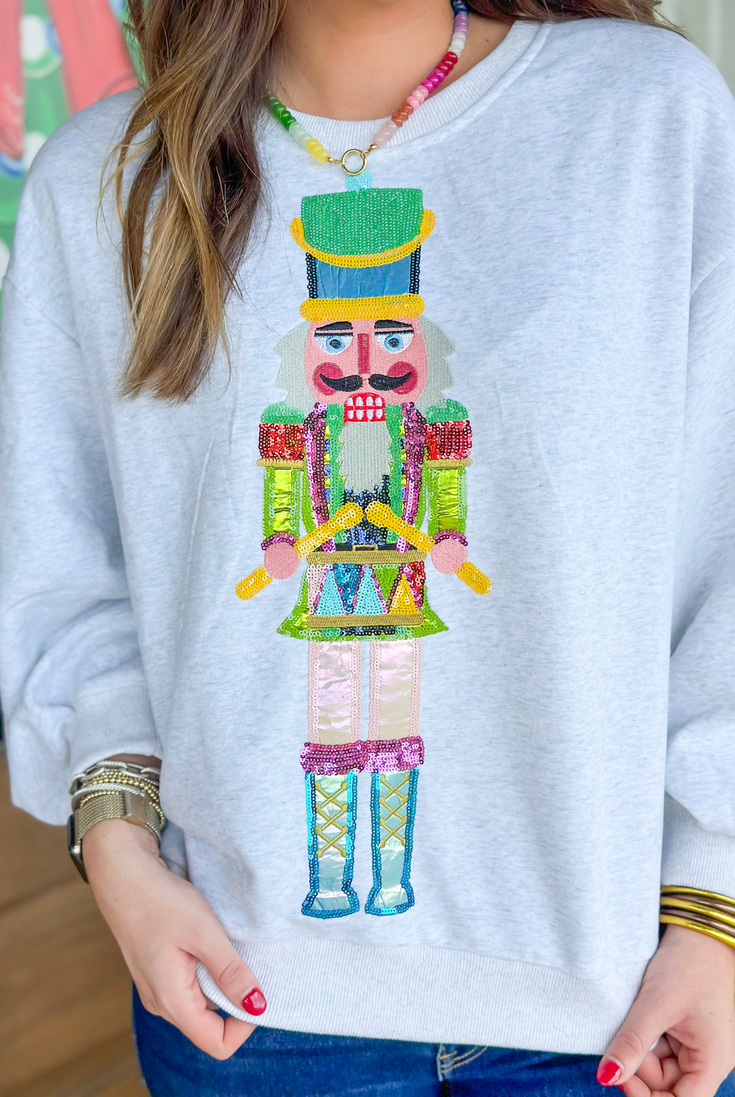 Queen of Sparkles Colorblock Drummer Nutcracker Sweatershirt