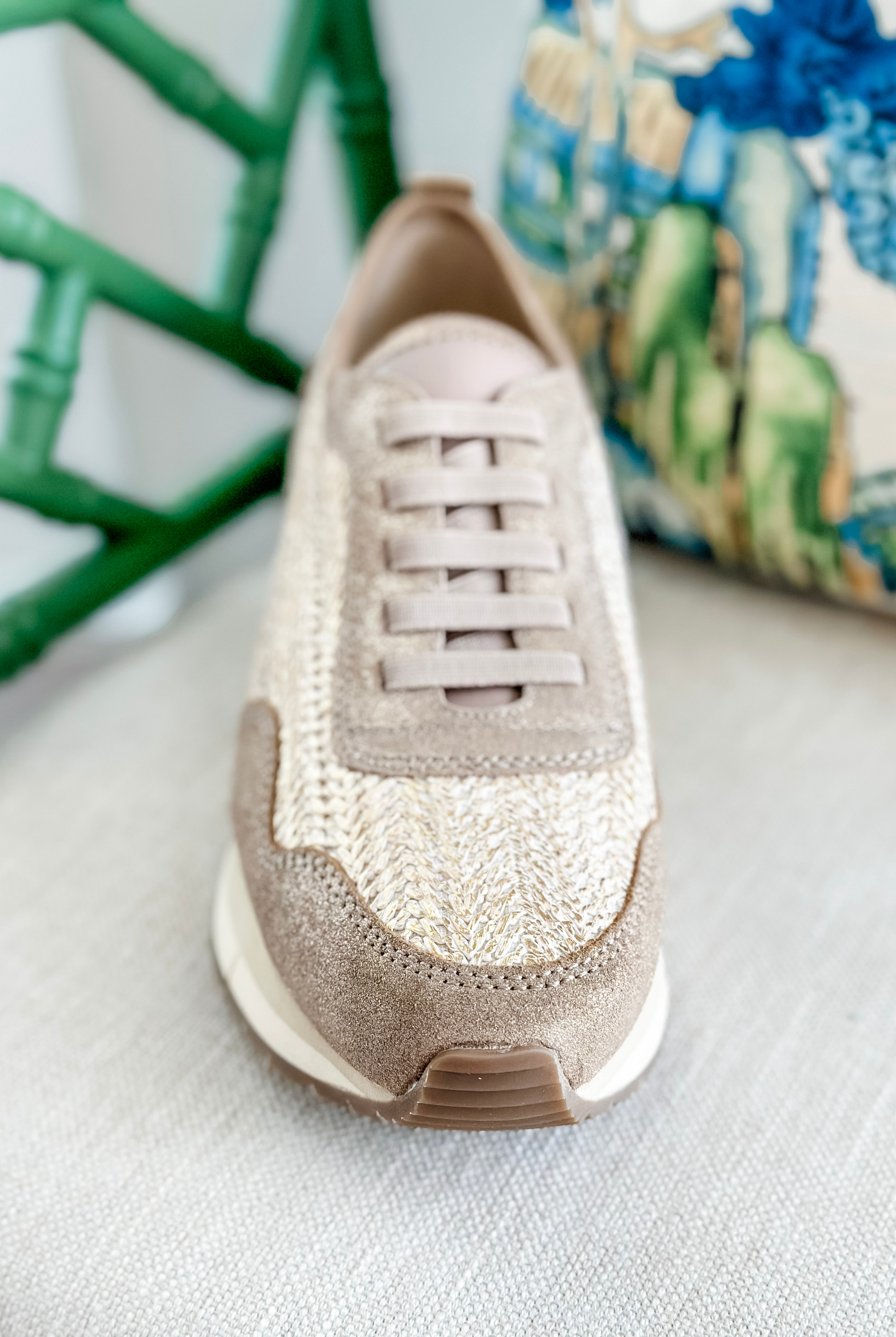 Naked Feet Kinetic Platform Sneakers in Gold Raffia