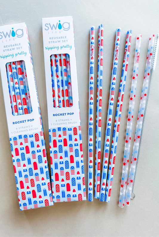 Swig Rocket Pop + Stars Reusable Straw Set