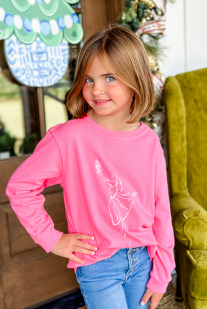 Girl's Pink Nutcracker Ballerina Long Sleeve Tee