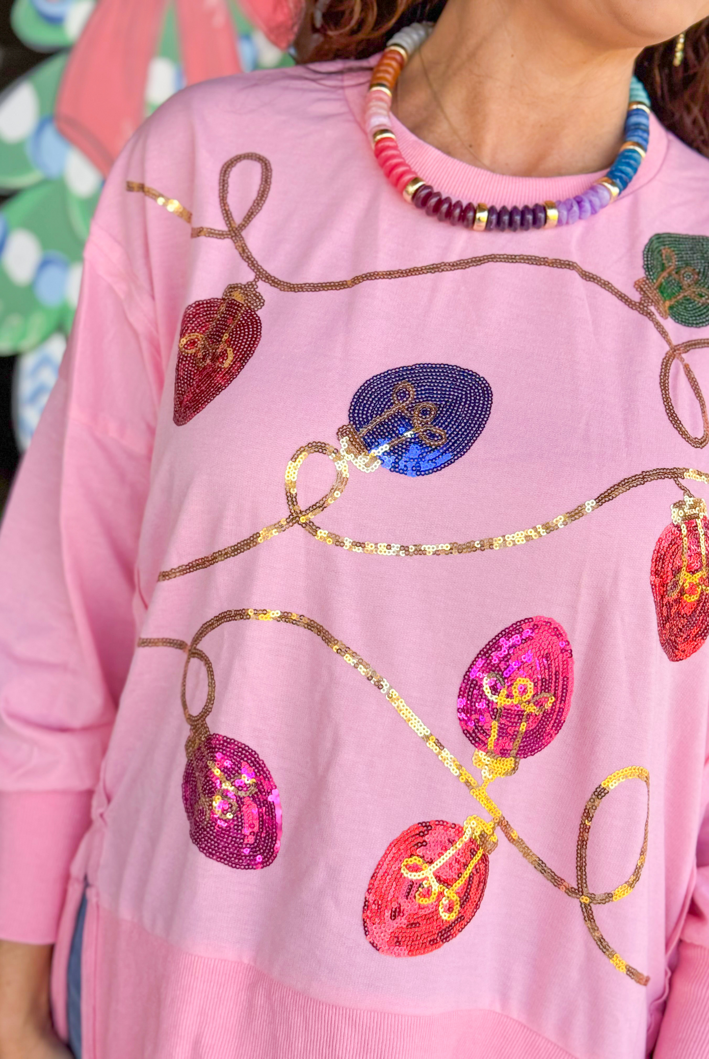 Holiday Lights Sweatshirt in Pink