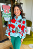 Queen of Sparkles Poinsettia and Cardinal Henley Sweatshirt