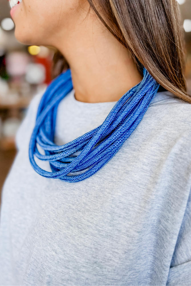 Lilly Slub Rope Necklace in Cobalt