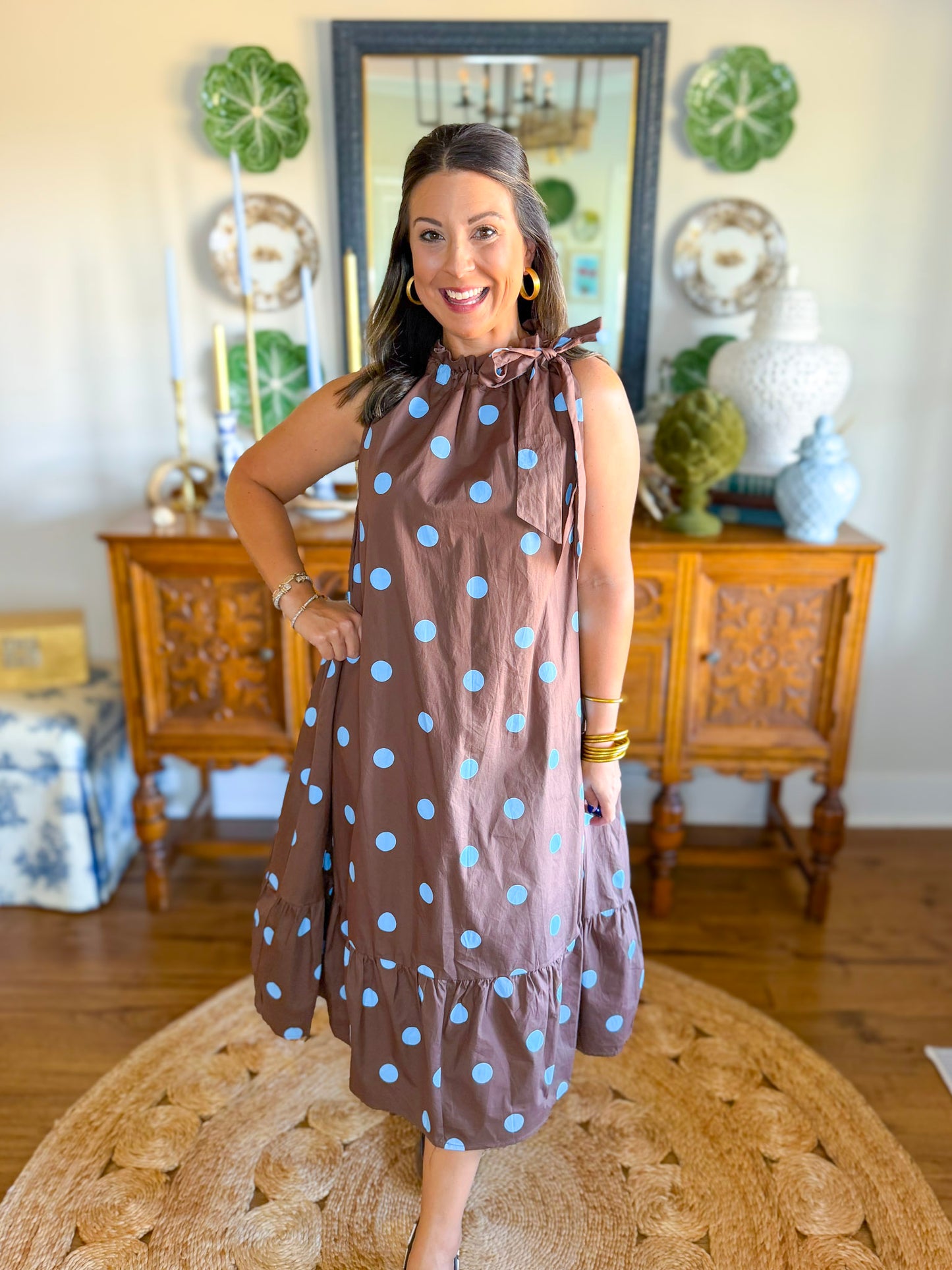 Brown Sugar Halter Dot Dress