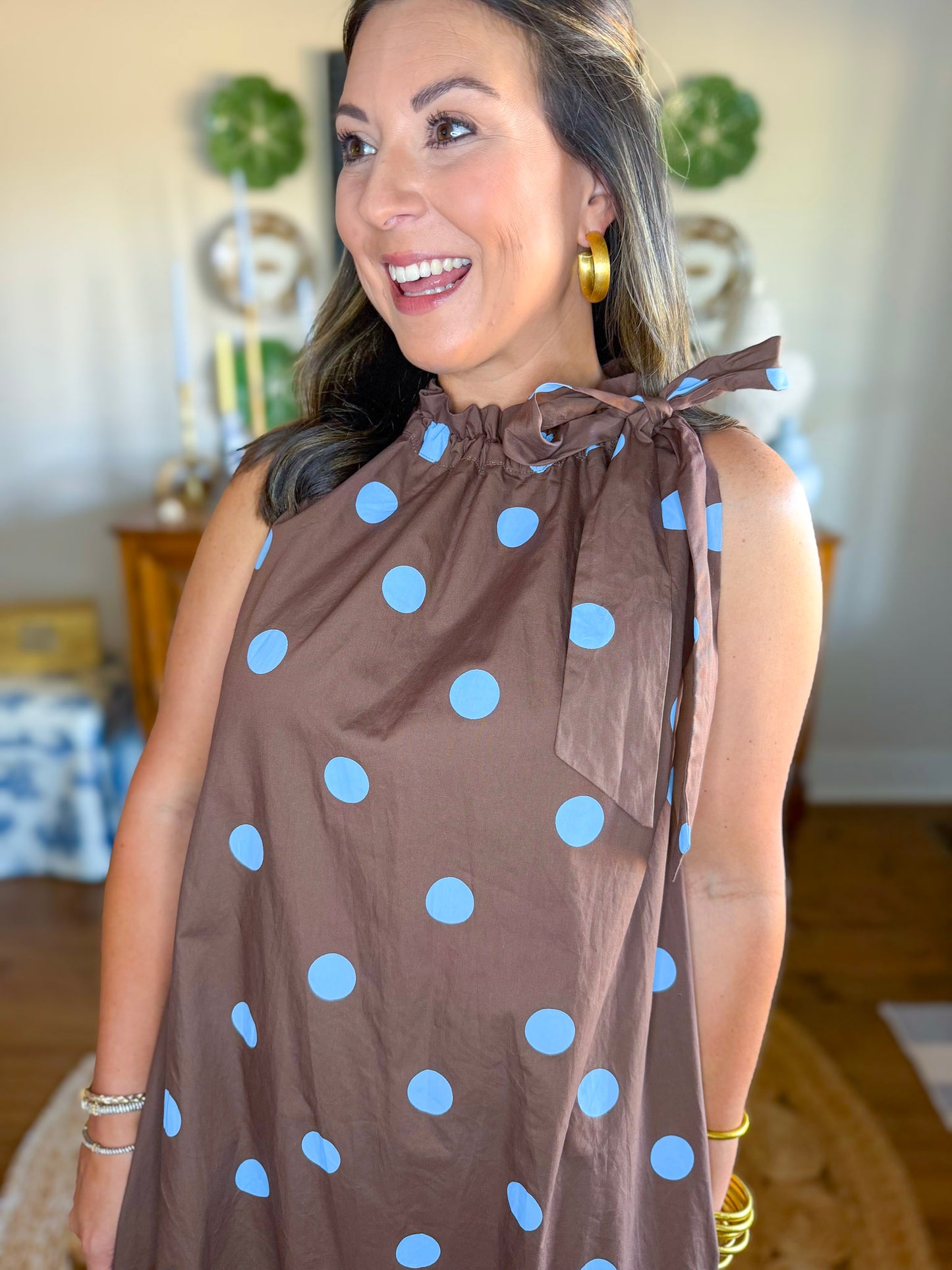 Brown Sugar Halter Dot Dress
