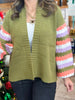 Mary Square Pippa Cardigan Sweater in Green Multi