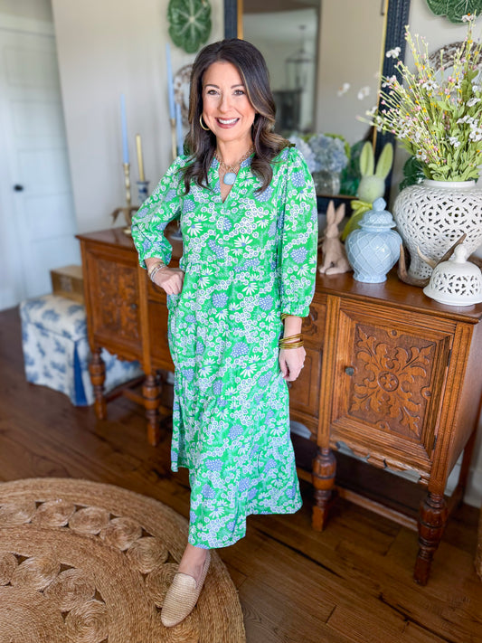 Mary Square | Cameron Dress in Daisy Chain Green