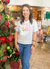 Jane Marie Pink Santa Claus Heather White Tee