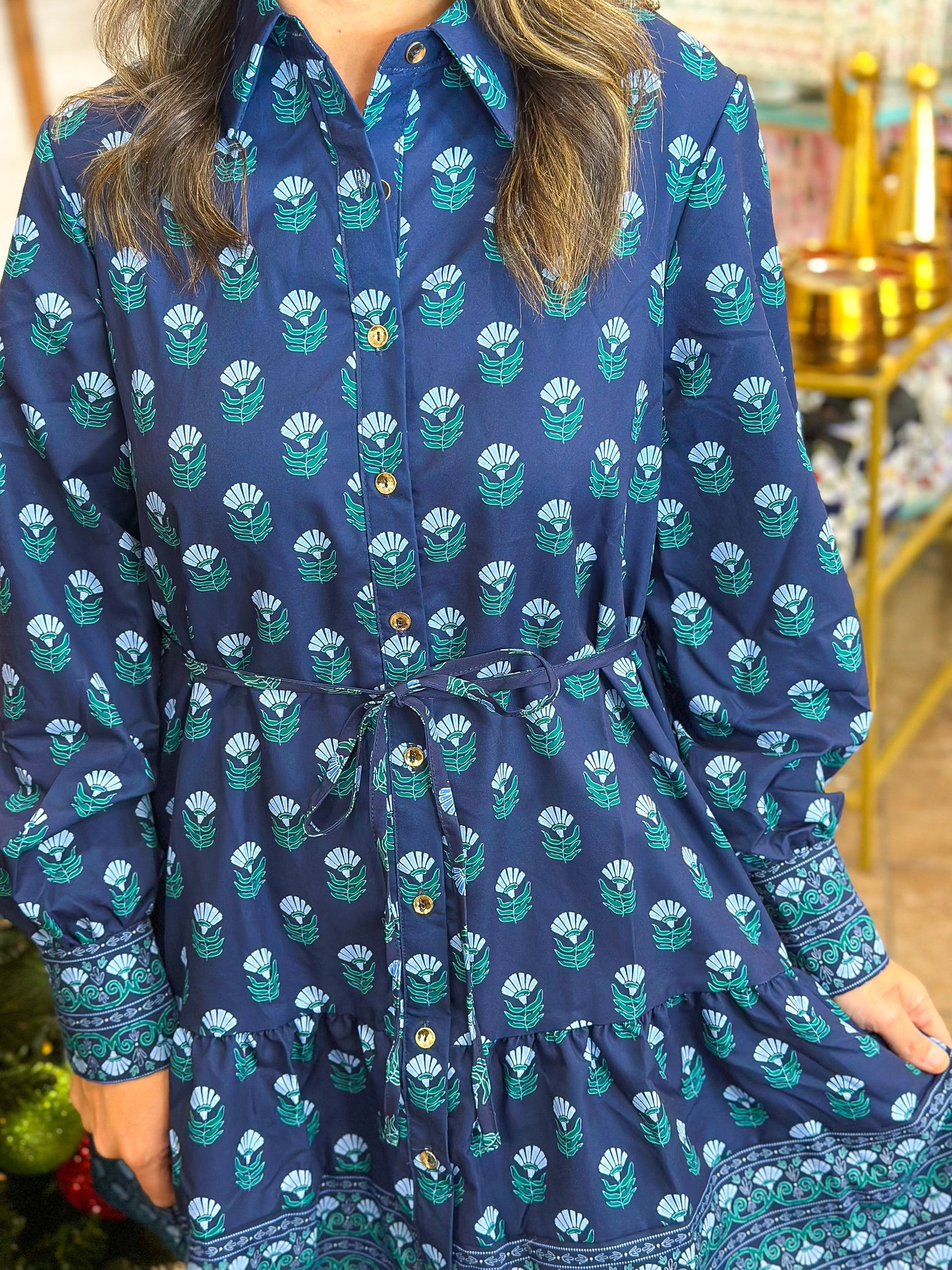 Mary Square Maya Dress in Floral Foulard Blue