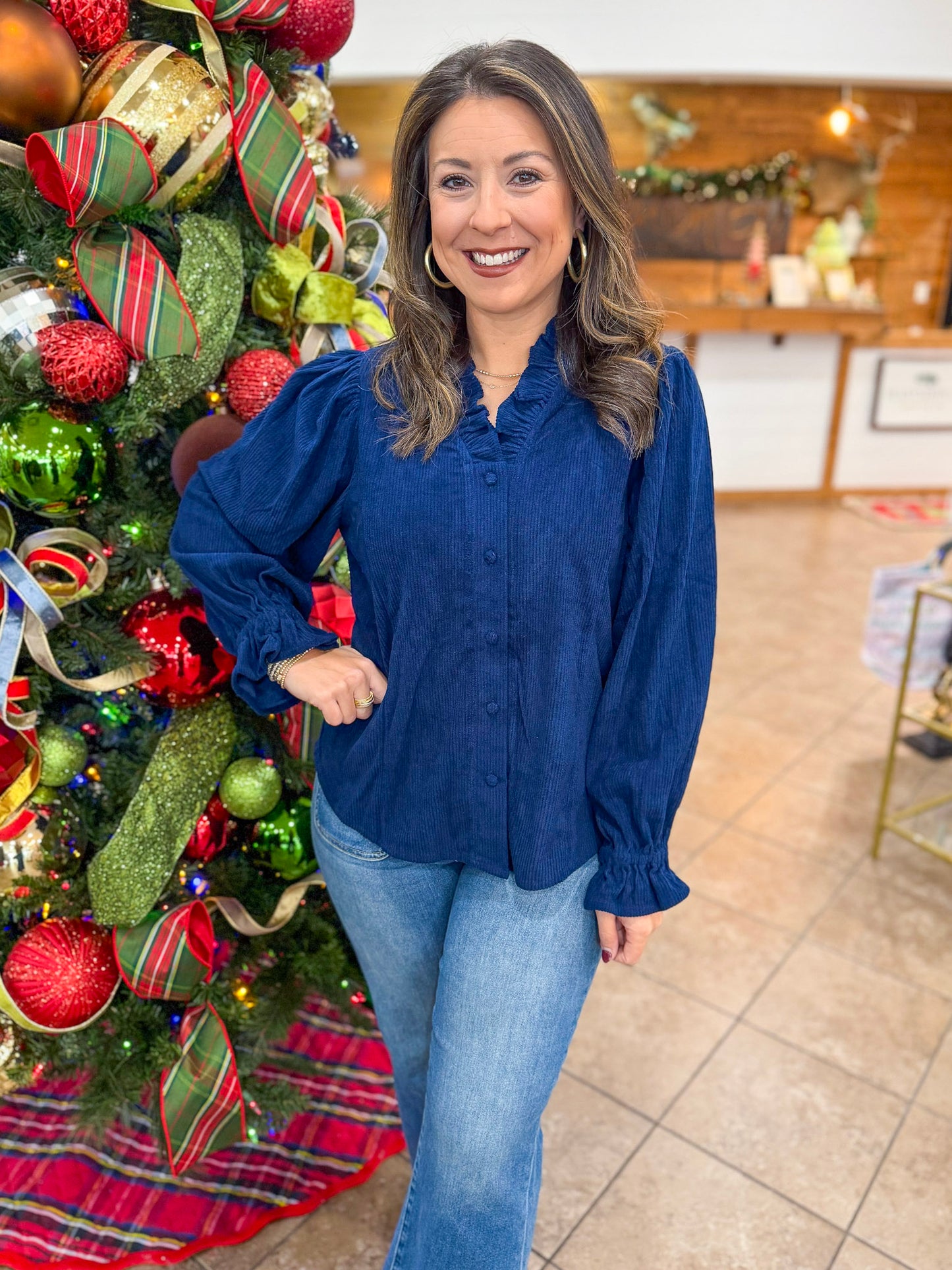 Winter Whimsy Top in Navy