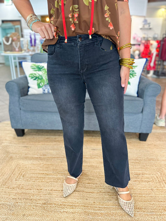 Brandy Mid Rise Crop Straight Jeans
