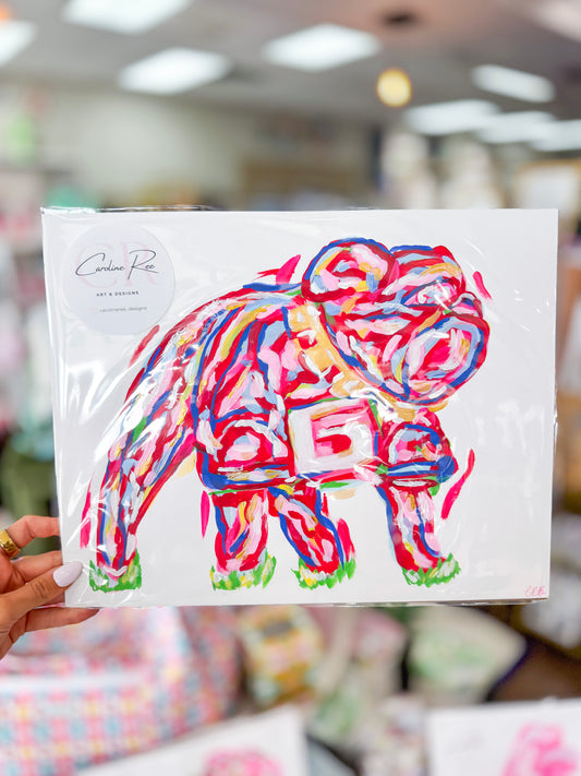 Caroline Barksdale Original Painting - Red Multi Standing Bulldog