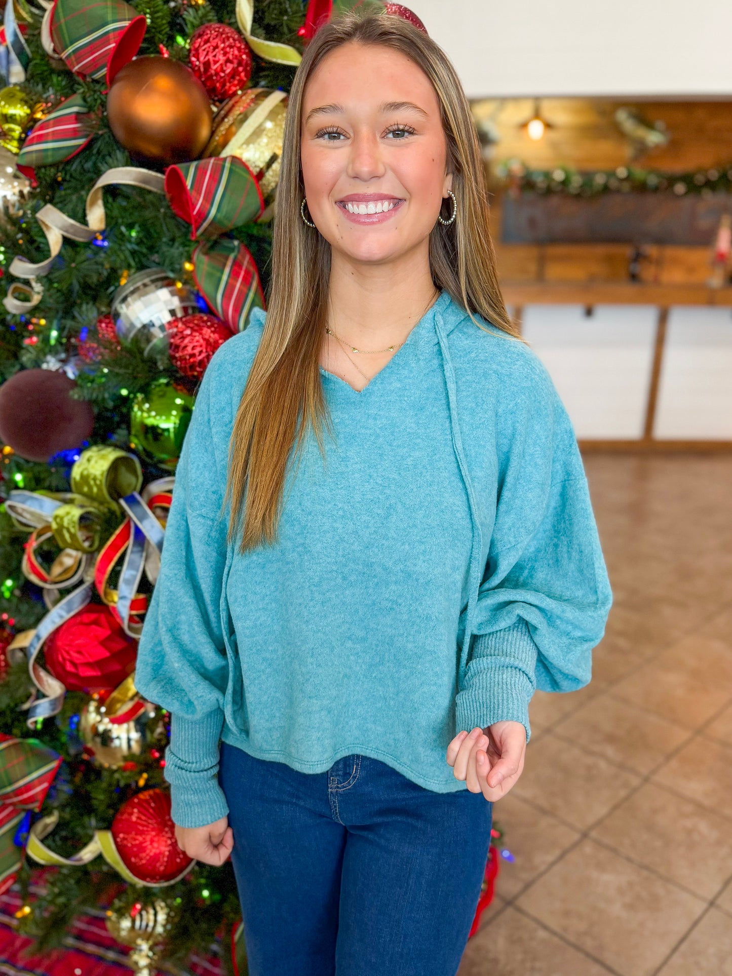 Winter Warmth Sweater in Dusty Teal