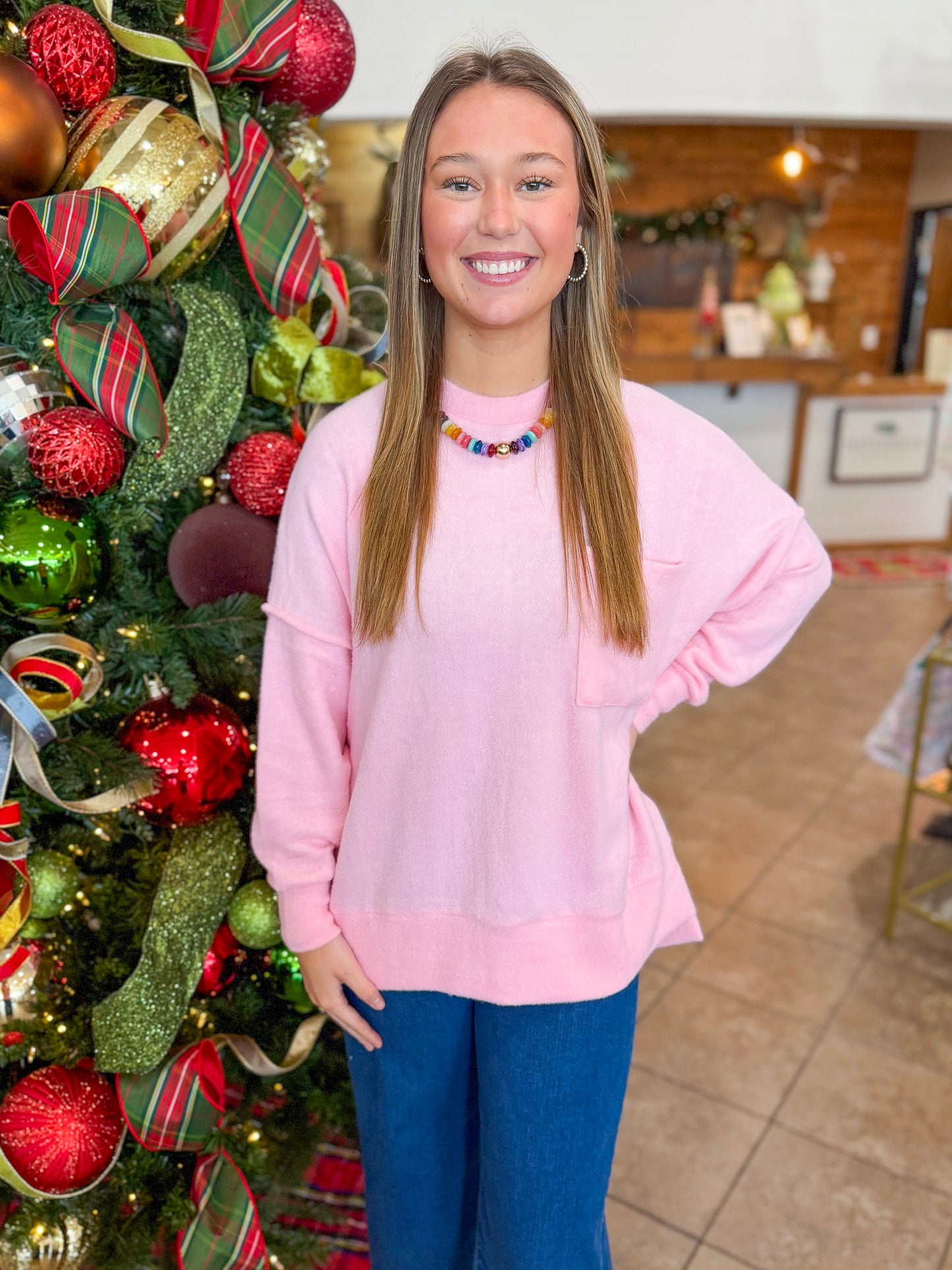 Cozy Nights Oversized Sweater in Pink