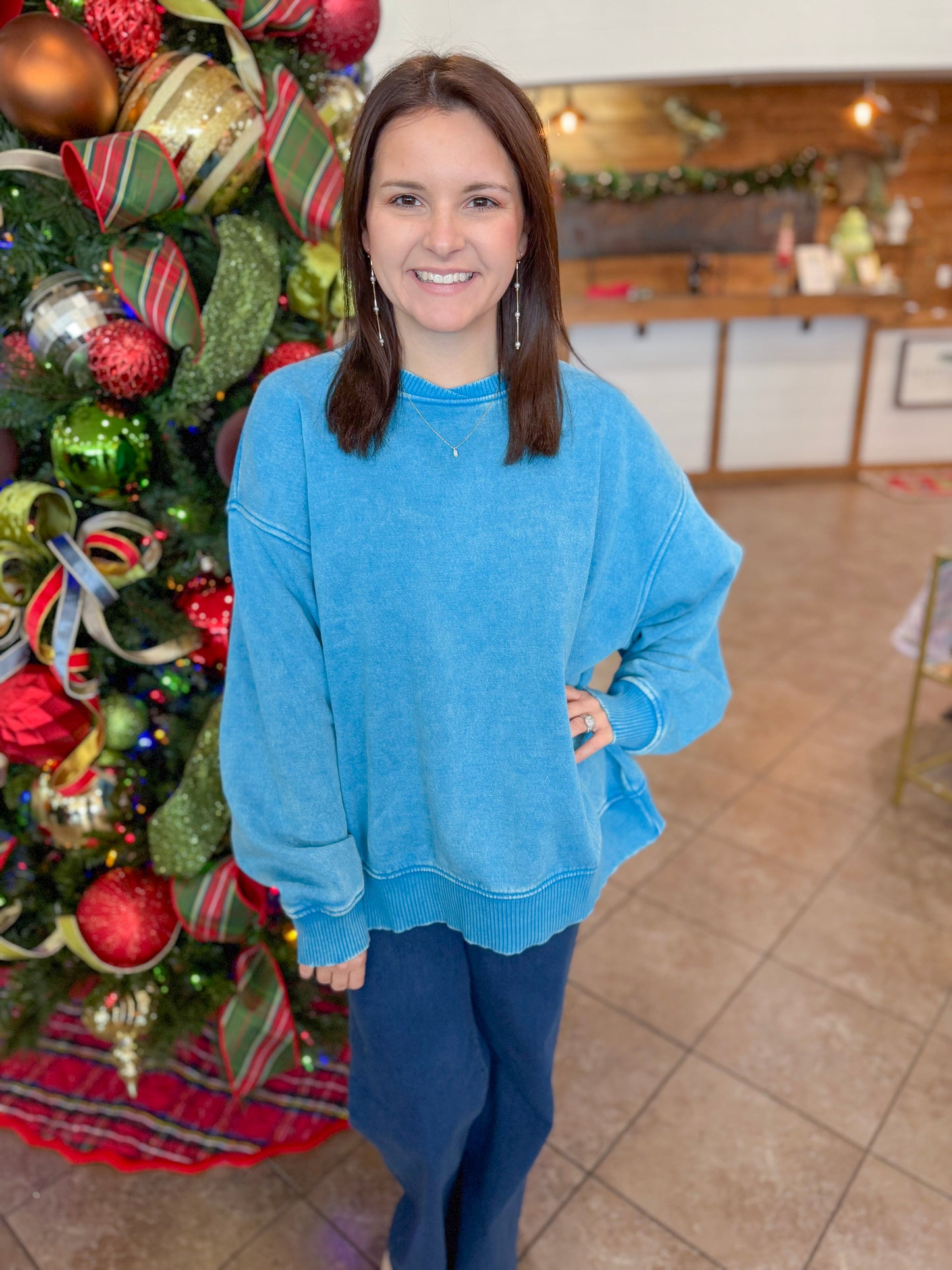 On The Go Fleece Pullover in Deep Sky