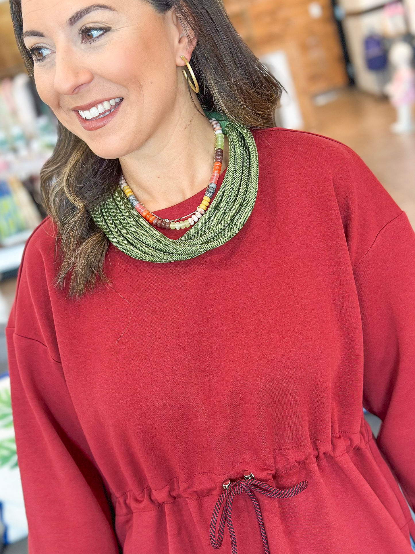 The Jetset Pullover Top in Burgundy