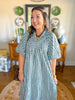 Cottage Gingham Midi Dress in Hunter Green