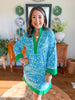 Mary Square I Brenda Dress in Meadow Line Blue