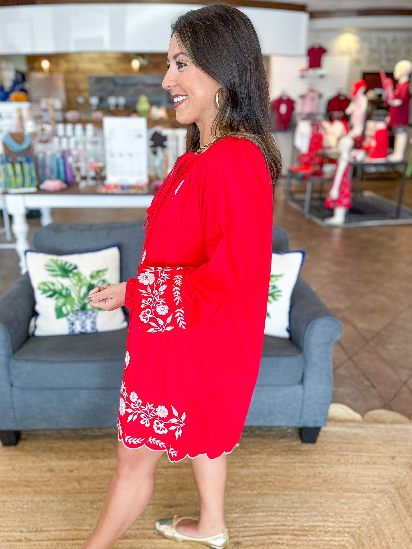 Harvest Petals Mini Dress in Red