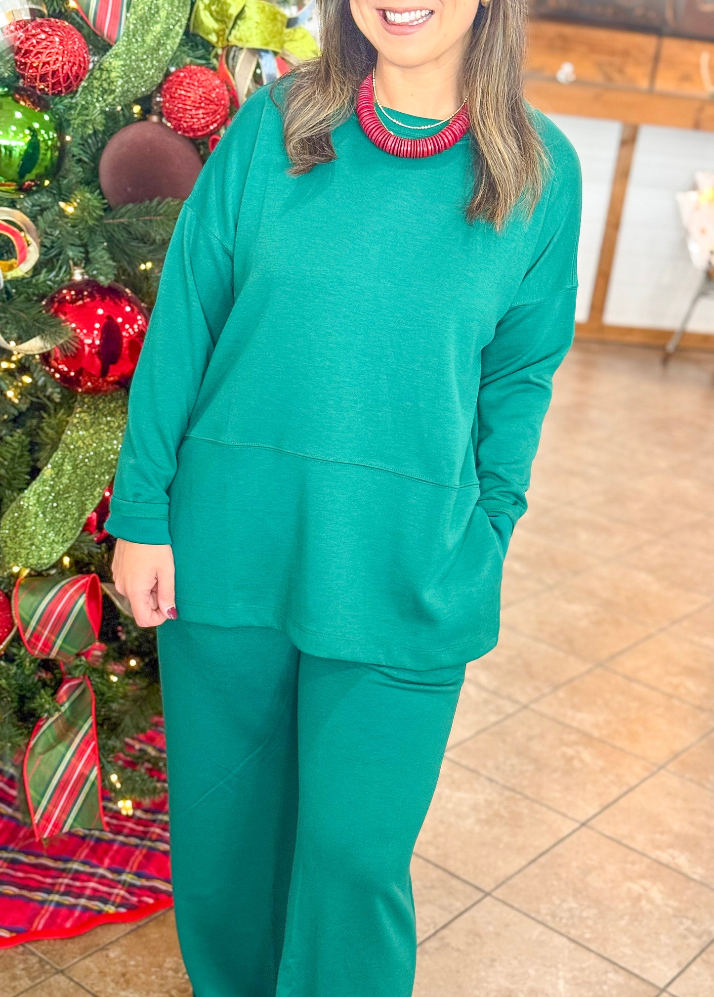 The Cloud Couture Top & Pants Set in Hunter Green