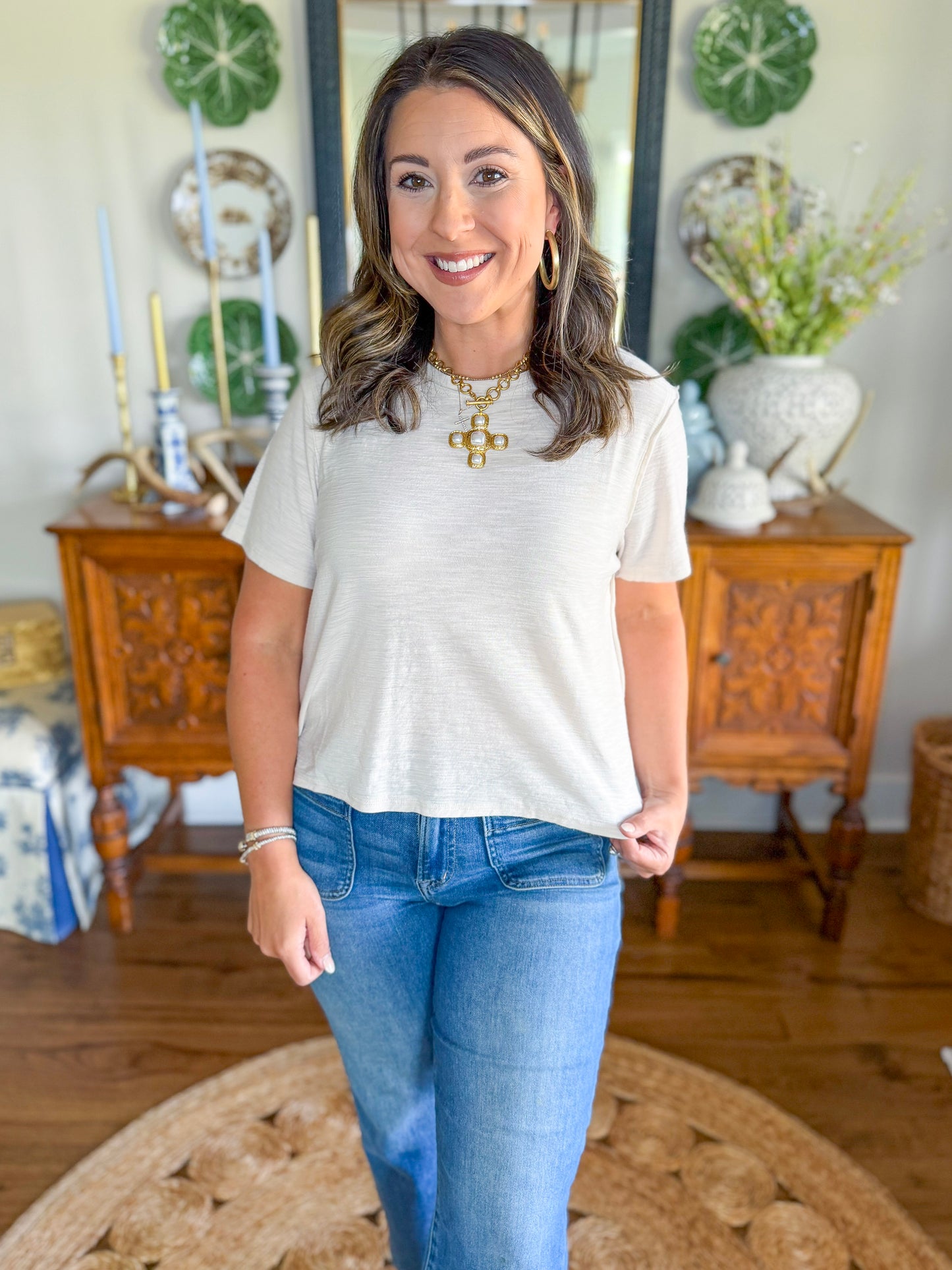 The Perfect Basic Tee in Beige
