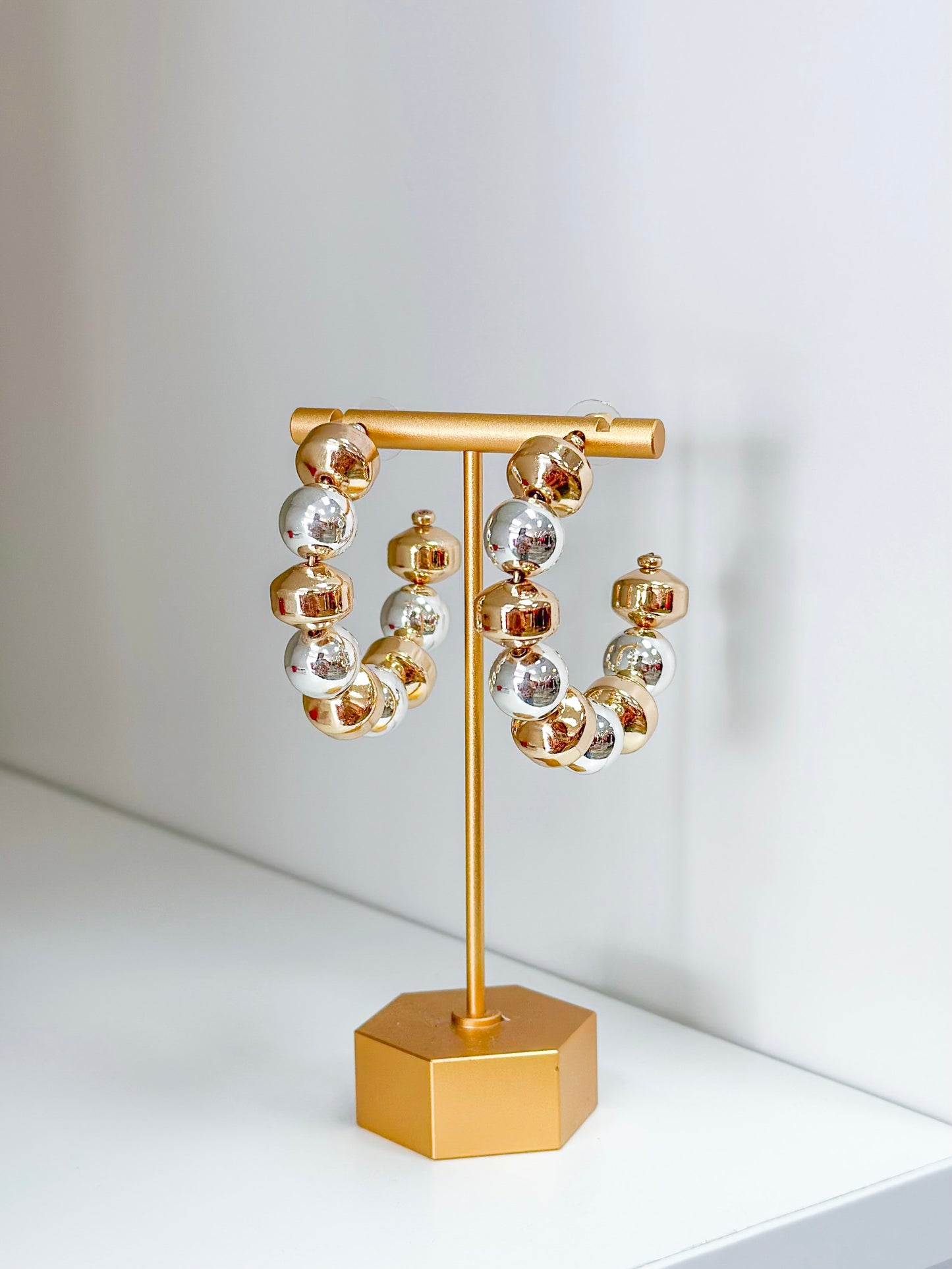 Multi-Mixed Bauble Hoop Earrings