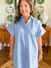 The Lexington Stripe Dress in Dusty Blue