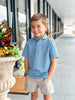 Southern Point Youth Hinton Stripe Performance Polo in Mallard Blue/Mountain Spring