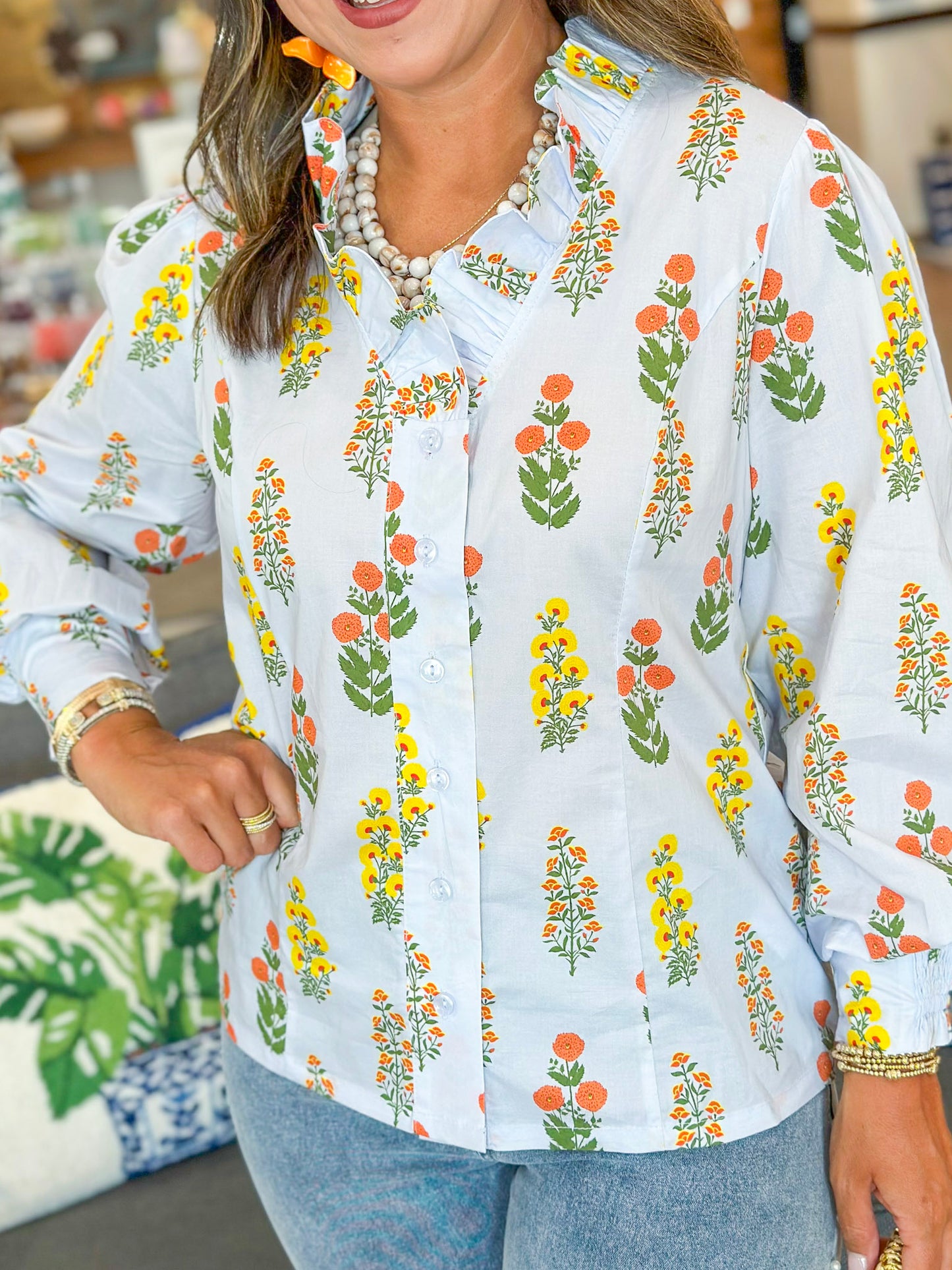 Summer to Remember Floral Top in Light Blue
