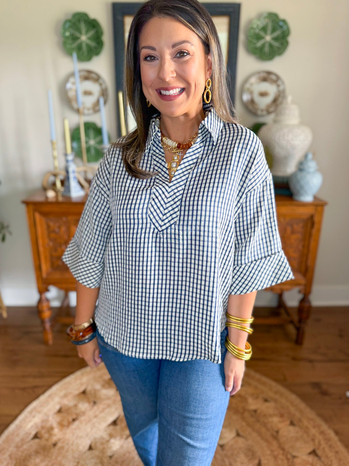 The Bramble Top in Navy